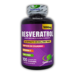 Resveratrol Greensoft 1000 mg Con Vitamina C y Colágeno 100 cápsulas