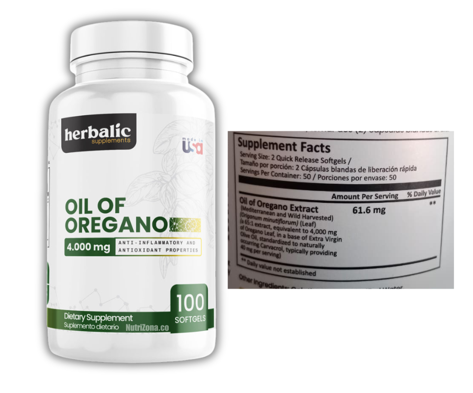 Aceite de Oregano 4.000 mg Herbalica 100 caps