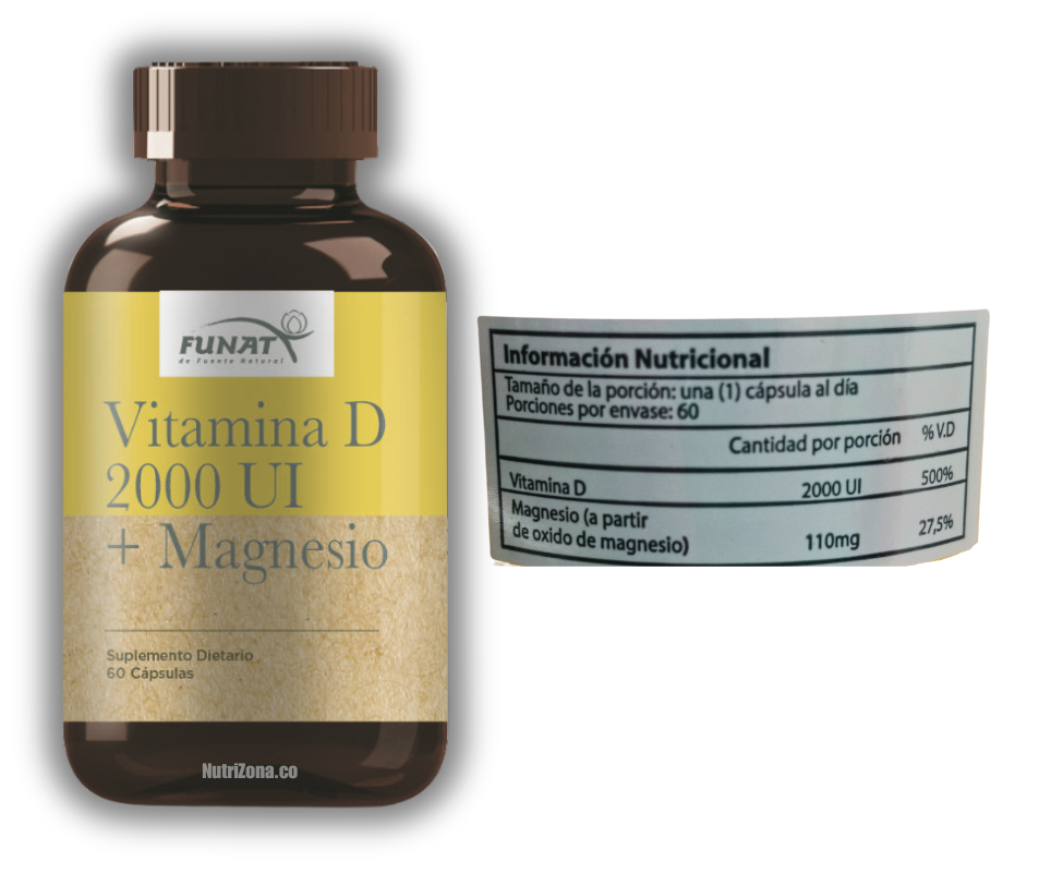 Vitamina D + Magnesio Funat 60 caps