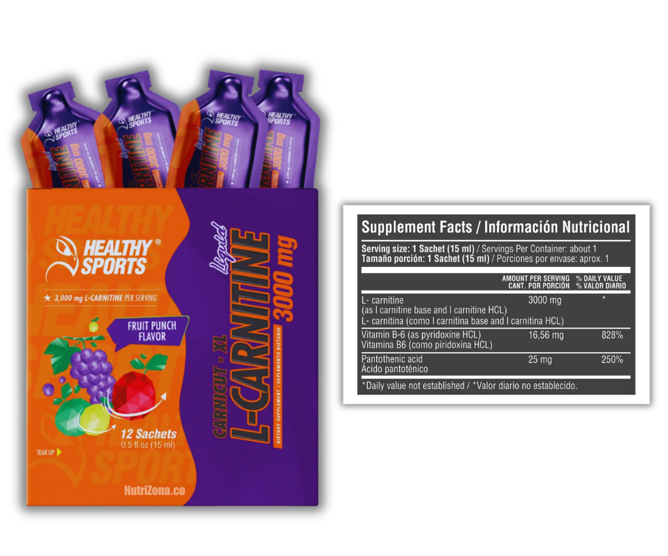 L-Carnitina 3000 mg 12 sachets Healthy Sports