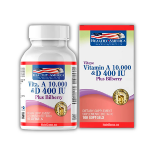 Vitamin A & Vitamin D Plus Bilberry 100 caps Healthy America