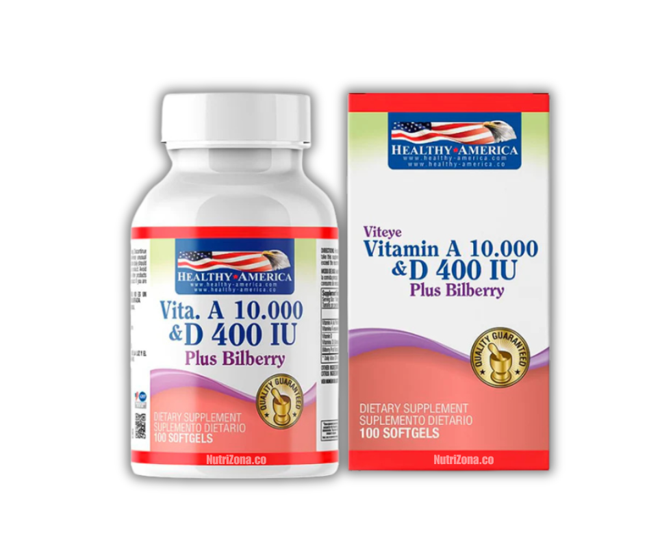 Vitamin A & Vitamin D Plus Bilberry 100 caps Healthy America