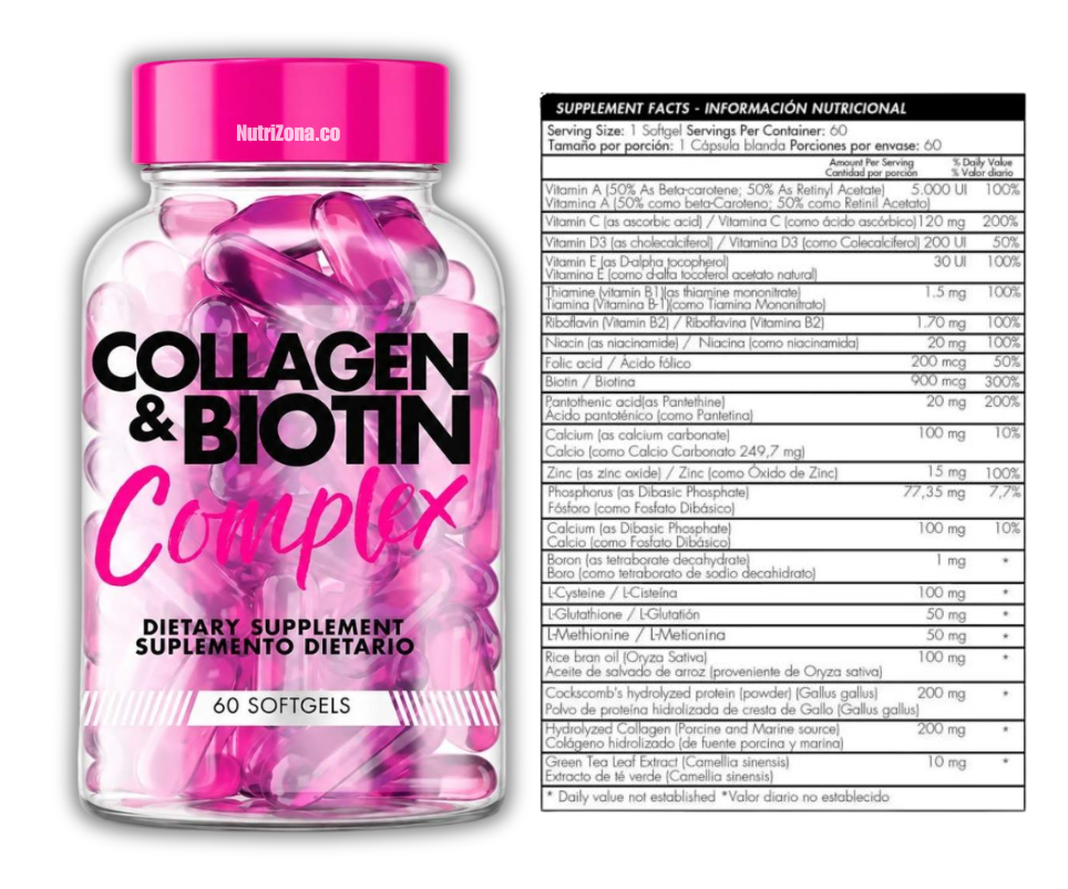 Collagen & Biotin Complex – 60 caps Healthy America