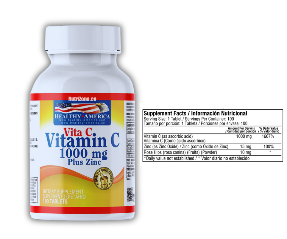 Vitamin C 1000 mg with Zinc – x 100 tabs Healthy America