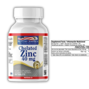 Chelated Zinc 40 mg – Healthy America 100 tabs